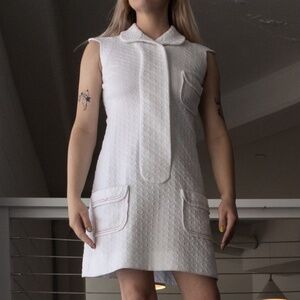 Handmade 1960’s white jacquard minidress